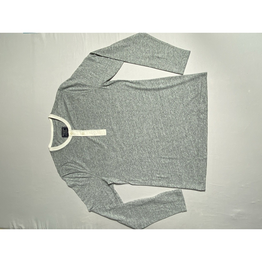 Abercrombie & Fitch Mens Medium Gray Long Sleeve Henley Shirt Cotton Blend